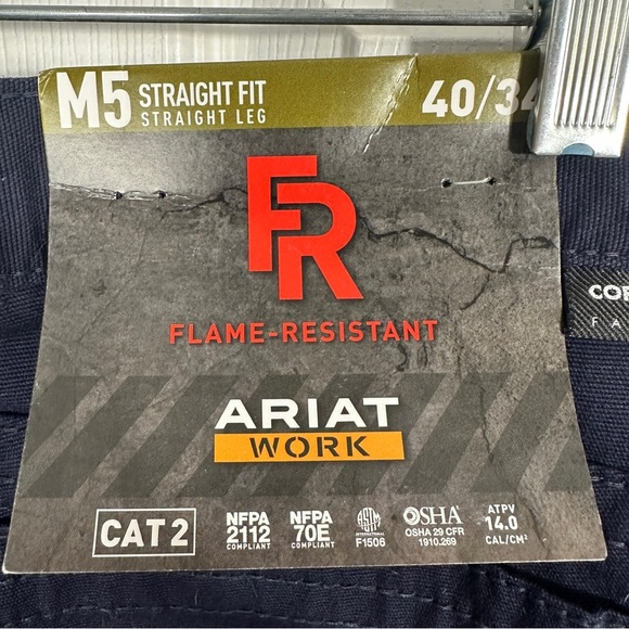 NEW Ariat M5 work pant, flame resistant, navy, size 40/34 - Picture 6 of 16